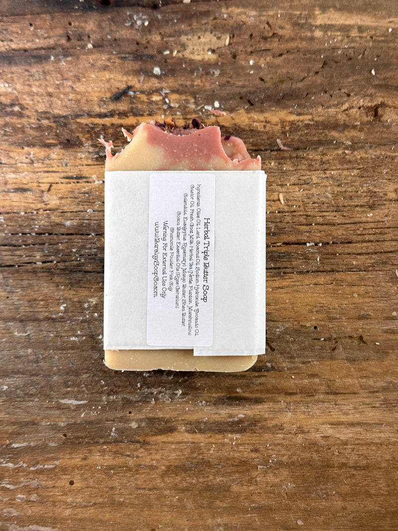 Herbal Infused Triple Butter Goat Milk Soap, Scented, Rose Geranium
